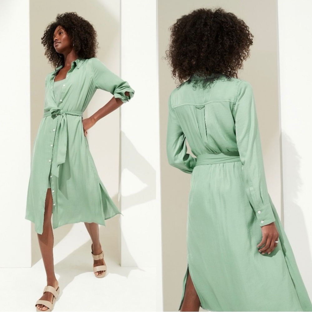 Banana Republic Essential Midi Shirtdress in Sea Spray: Size XS